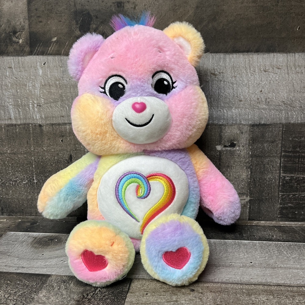 Care Bears Togetherness Bear Pink Rainbow Swirl Heart Embroidered 14" 2021